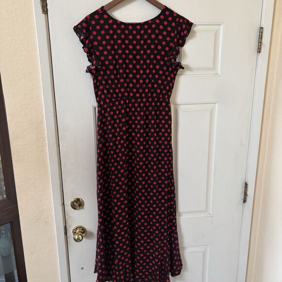 NWT Grecerelle Womens Maxi Dress Dark Romantic Faux Wrap M Hi-Low Ruffles Party - Picture 9 of 13